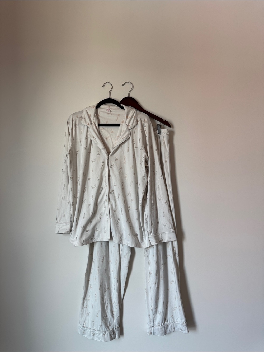 Joe Fresh Cream Printed Two-Piece Pajama Set